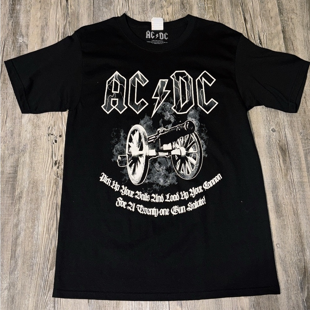 AC/DC Black Short Sleeve Tee with Iconic Cannon Graphic